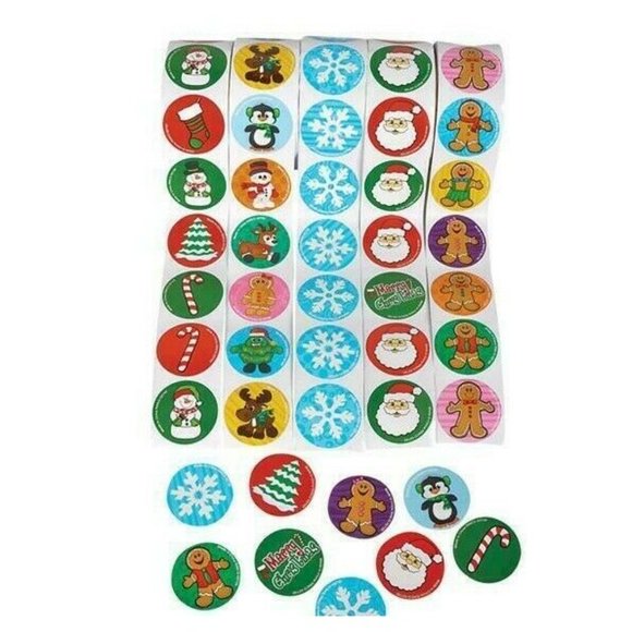 500 HOLIDAY ROLL CHRISTMAS STICKER ROLL ASSORTMENT - Picture 2 of 3